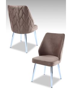 HANAH HOME Set trpezarijskih stolica Pufi 4/1, hrom/kapućino - 107BCK1204