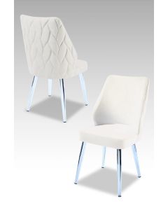 HANAH HOME Set trpezarijskih stolica Pufi 4/1, hrom/krem - 107BCK1206