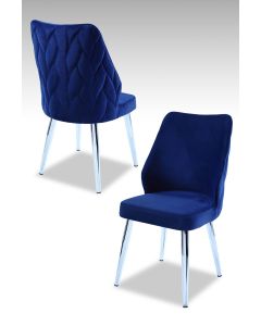 HANAH HOME Set trpezarijskih stolica Pufi 4/1, hrom/kraljevsko plava - 107BCK1210