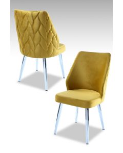 HANAH HOME Set trpezarijskih stolica Pufi 4/1, hrom/žuta - 107BCK1212
