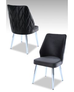 HANAH HOME Set trpezarijskih stolica Pufi 2/1, hrom/crna - 107BCK1225
