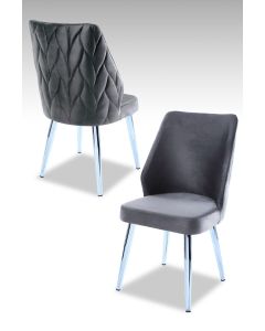 HANAH HOME Set trpezarijskih stolica Pufi 2/1, hrom/siva - 107BCK1230