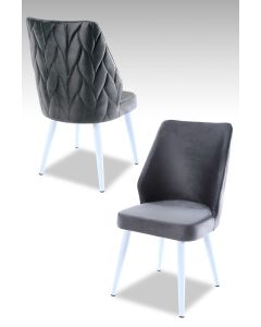 HANAH HOME Set trpezarijskih stolica Pufi 2/1, siva/bela - 107BCK1241