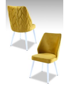 HANAH HOME Set trpezarijskih stolica Pufi 2/1, žuta, bela - 107BCK1245