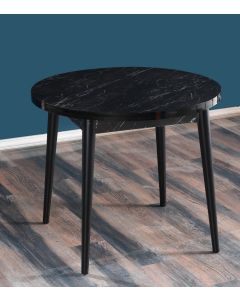 HANAH HOME Okrugli trpezarijski sto Stil Bendir, mermer crna - 107BCK1506