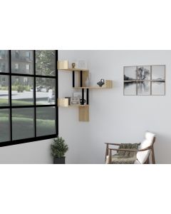 HANAH HOME Ugaona zidna polica Bombe, krem/crna - 172609