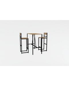HANAH HOME Set barski sto i stolice Tibet, crna/svetlobraon - 174331