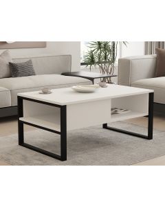 HANAH HOME Klub sto Devon, bela/crna - 495SSE1307