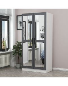 HANAH HOME Ormar sa ogledalom Kale Mirror 190, antracit/bela - 506MNR2156