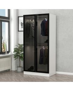 HANAH HOME Ormar sa staklenim vratima Kale 210, crna/bela - 506MNR2167