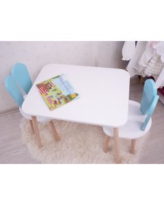 HANAH HOME Set sto i 2 stolice za decu Bunny, bela/plava - 517BMB1112
