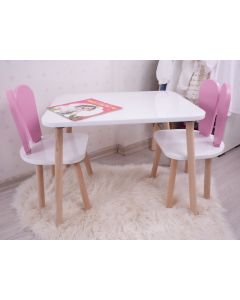 HANAH HOME Set sto i 2 stolice za decu Bunny, bela/roze - 517BMB1114