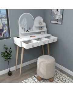 HANAH HOME Sto za šminkanje sa ogledalom Ruges, bela - 550ARN2769