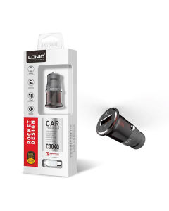 Auto punjač LDNIO C304Q 1.5A/ 2A/ 3A (18W) FAST CHARGING + Micro USB kabel sivo crveni - 017396
