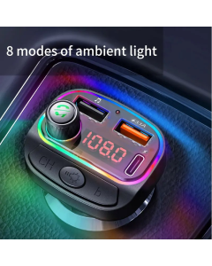 Bluetooth FM RGB Transmiter C15 3.1A+Type-C crni - 614524