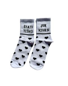 KEVA SI Ženske čarape - Šta ti teško jer keva si, crno srce - 22KEVASI