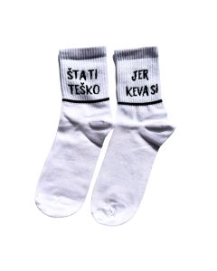 KEVA SI Šta ti teško jer keva si bele  ženske čarape - 21KEVASI