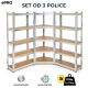 ePRO metalna montažna polica SET 1 kom ugaona 180x90x40 + 2 kom standard 180x90x40, metal-drvo - EP3065122