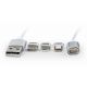 GEMBIRD CC-USB2-AMLM31-1M Magnetic USB charging combo 3-in-1 cable, silver, 1 m - 19743