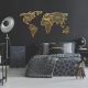 WALLXPERT Zidna dekoracija World Map In The Stripes Gold (120 x 65) - 175206