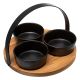 SECRET DE GOURMET Set za posluživanje 3/1 metal/drvo Acacia crna - 176922