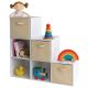 Dečija polica za knjige, KINDER HOME sa 6 pregrada i kutijama za tekstil, Montesori - 19JV-07052