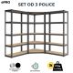 ePRO metalna montažna polica SET 1 kom ugaona 180x70x30 + 2 kom premium 180x90x30, metal-drvo - EP3065209