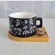 DEKOR DOM Šolja CYLINDER FLOWERS BLACK C1 - N02 - 022627