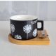DEKOR DOM Šolja CYLINDER FLOWERS BLACK C1 - N02 - 022627