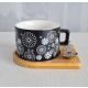 DEKOR DOM Šolja CYLINDER FLOWERS BLACK C1 - N02 - 022627
