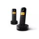 PHILIPS Bežični telefon sa dve slušalice D1602B/53, crna - 206428