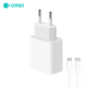 Kućni punjač Coteci 32120 20W sa PD na Type C kablom beli - 225278