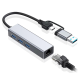 Adapter Type C - USB 3.0 JWD na LAN, 3x USB 3.0 4 u 1 sivi - EP3195001