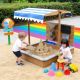 Dečiji drveni peskarnik za igru KINDER HOME sa podesivim krovom i dodacima - EP2882596