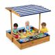 Dečiji drveni peskarnik za igru 3 u 1 sa kuhinjom, klupom i suncobranom sa UV zaštitom - EP2882597
