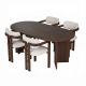NORDURE Set trpezarijski sto i stolice 4/1 Meridia, tamno braon/bela - EP3132661