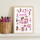 POPPIK Edukativni poster s nalepnicama Mini otkrića: Predstava. Roze boja - MIN013