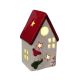 ENA Novogodišnja keramička LED kućica 13.5cm 182444, bela/crvena - 30784