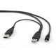 GEMBIRD CCP-USB22-AM5P-3 Dual USB 2.0 A-plug to MINI 5pina kabl 0.9m - 2547