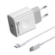 Kucni punjac KONFULON C69D+DC15 PD20W sa PD kablom Type C na Type C beli - 39191