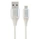GEMBIRD Micro-USB kabl, pleteni, CC-USB2B-AMmBM-2M-BW2, 2m, srebrna/bela - 38340