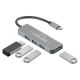 USB razdelnik VOLT 4u1 – 4 USB porta, USB 3.0, Type-C ulaz, aluminijum, tamnosivi - EP3258998