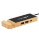 USB razdelnik ENNIO od bambusa sa držačem za telefon – Type-C ulaz, 2x USB + Type-C, svetleći logo - EP3258718