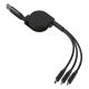Uvlačivi USB kabl FLASH 6u1 60W – automatsko uvlačenje, 3 izlaza, PD, crni - EP3258947
