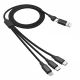 USB kabl FLET 6u1 60W – Micro-USB, Lightning i Type-C, PD, najlon 1,2 m, crni - EP3258926