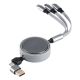 Uvlačivi USB kabl INDUCTOR 6u1 60W – automatsko uvlačenje, 3 izlaza, PD, sivi - EP3258932