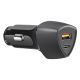 Auto punjač VETTEL 51W – USB-C 30W i USB-A 18W, PD/PPS/QC, 12–24 V, crni - EP3258950