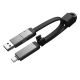 Mini USB kabl FELIX 2u1 60W – 21 cm, dodatak za kačenje, PD, crni - EP3258929