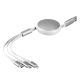 Uvlačivi USB kabl KEPLER 6u1 60W – automatsko uvlačenje, 3 izlaza, PD, beli - EP3258944