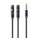 GEMBIRD Adapter CCA-417M 2x 3.5 mm, na 1x 3.5mm(4 pin) cable, 0.2m, crna - 20007